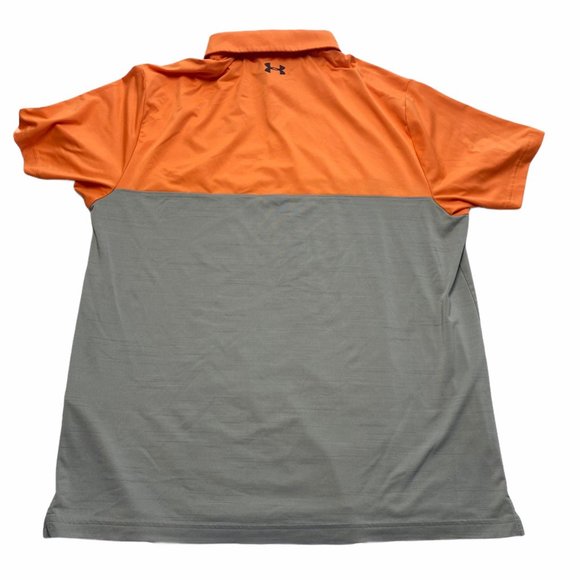 Under Armour Heat Gear Mens Activewear Polo Shirt Gray Colorblock Loose XL - Picture 2 of 6